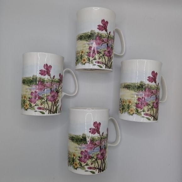 Dunoon Red Campion Fine China 10 Oz Mug Set English Wildflowers Jane Fern - Picture 5 of 12